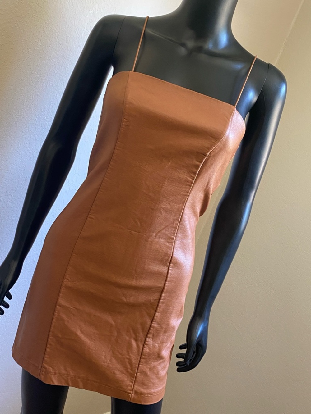 wild fable Rust Brown Faux-Leather Mini Dress